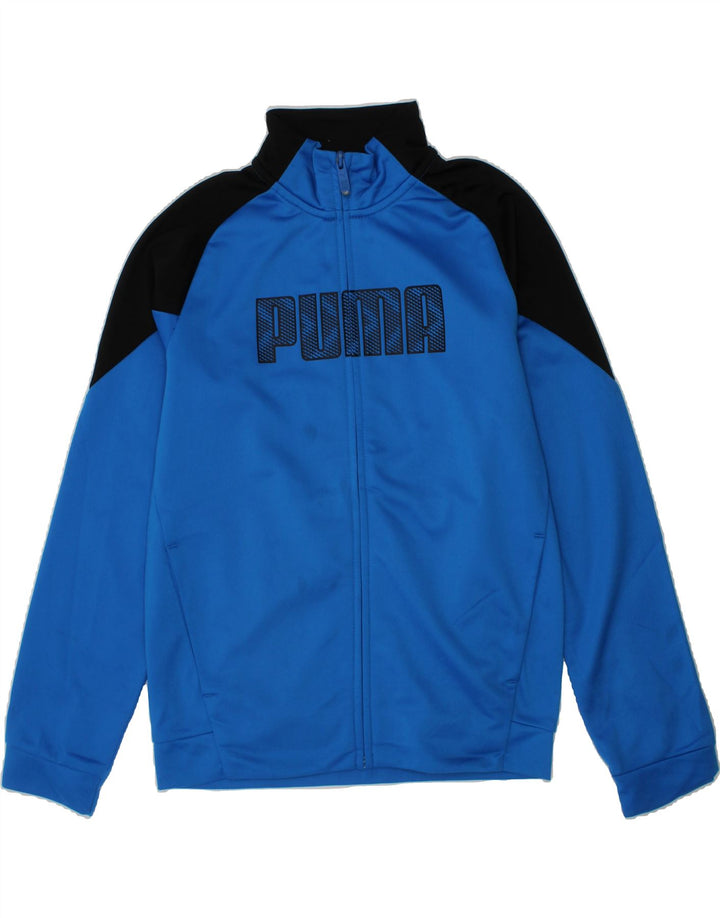 PUMA Boys Graphic Tracksuit Top Jacket 11-12 Years Blue Colourblock Vintage Puma and Second-Hand Puma from Messina Hembry 