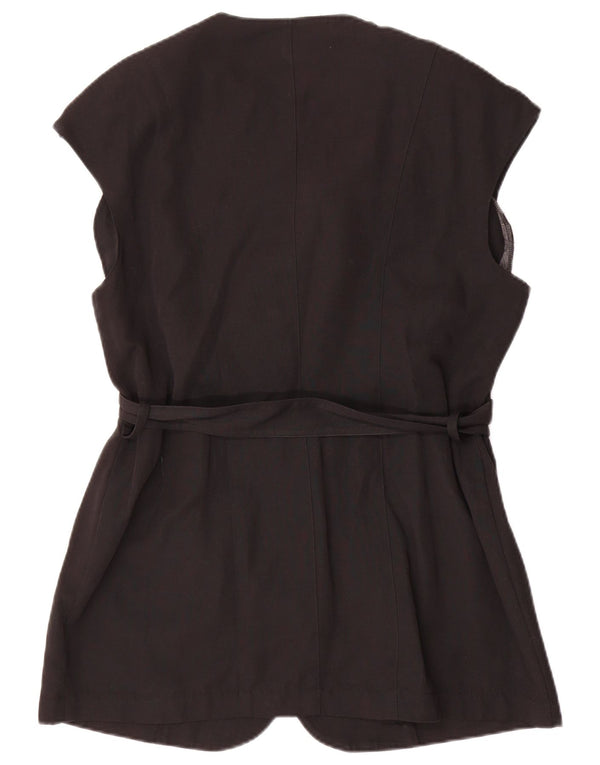 APART Veste blazer sans manches à 4 boutons pour femme UK 16 Large Noir Polyester