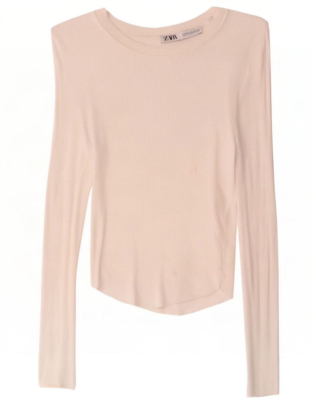 Zara Femme Top Manches Longues UK 12 Medium Blanc
