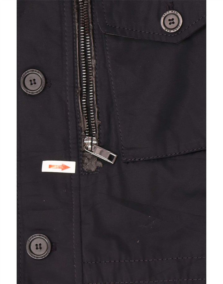 ZARA Veste Militaire Homme UK 40 Large Bleu Marine Polyester