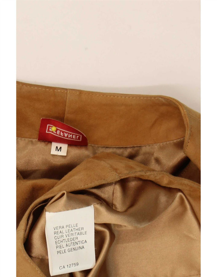 Stefanel Gilet en daim pour femme UK 12 Cuir beige moyen