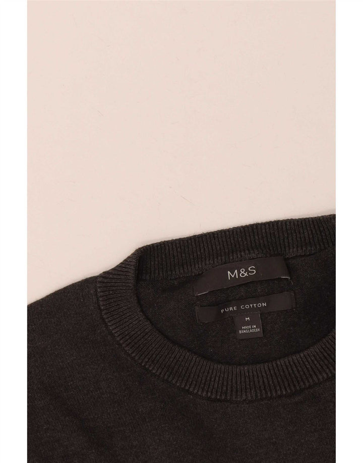 Marks & Spencer Pull Col Ras du Cou Homme Gris Moyen Coton