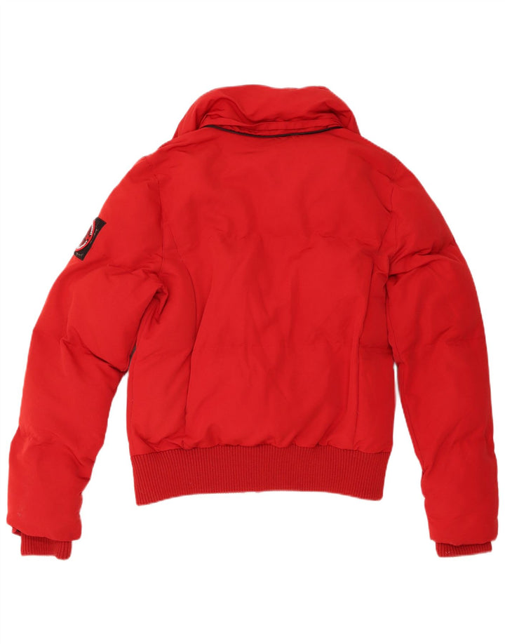 Superdry Veste Bomber Rembourrée Femme UK 12 Rouge Moyen Polyester