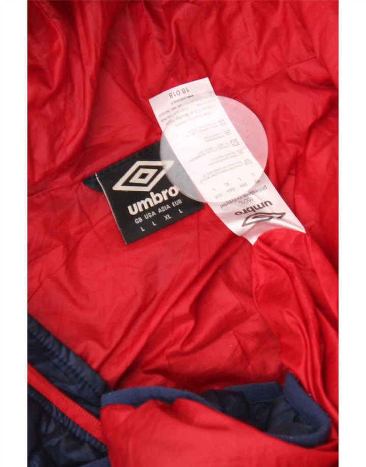 Umbro Veste matelassée à capuche pour homme UK 40 Large Bleu marine Polyester