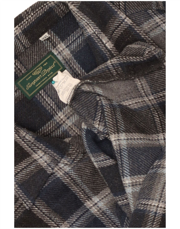 European Project Chemise surchemise pour homme 2XL en laine à carreaux bleu marine