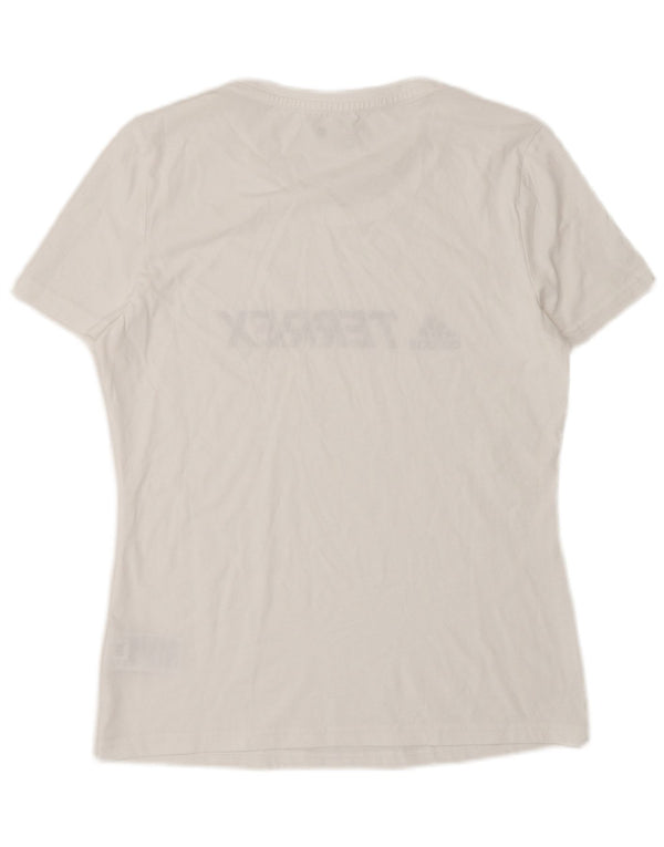 Adidas Femmes Terrex Graphic T-Shirt Top UK 12 Coton Blanc Moyen