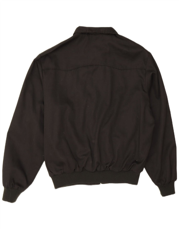 vintage Mens Bomber Jacket UK 40 Grand Polyester Noir