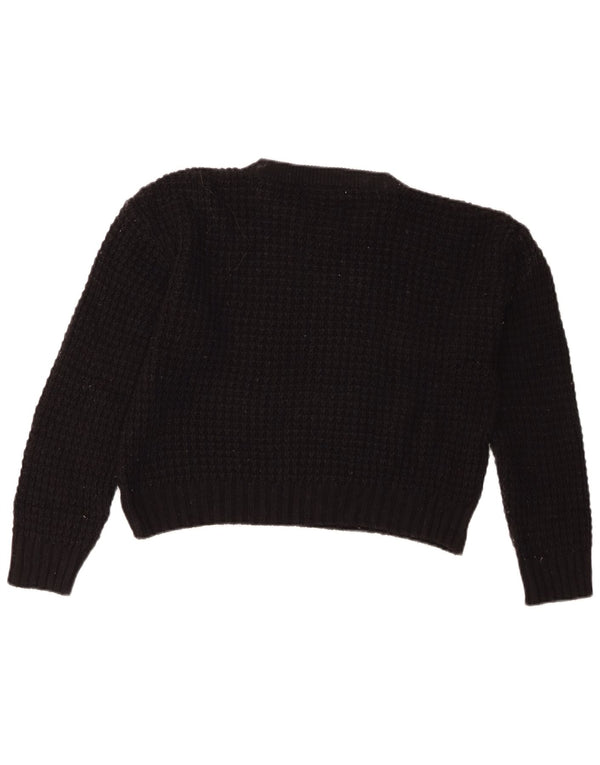 Zara Pull court à col rond pour femme UK 14 Noir moyen
