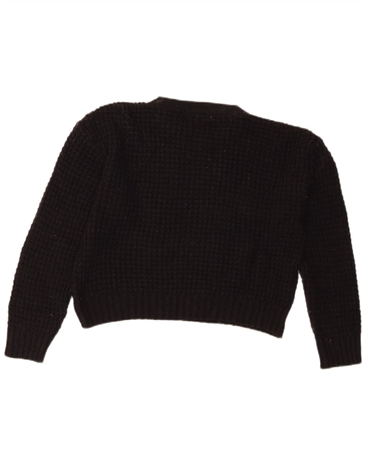 Zara Pull court à col rond pour femme UK 14 Noir moyen