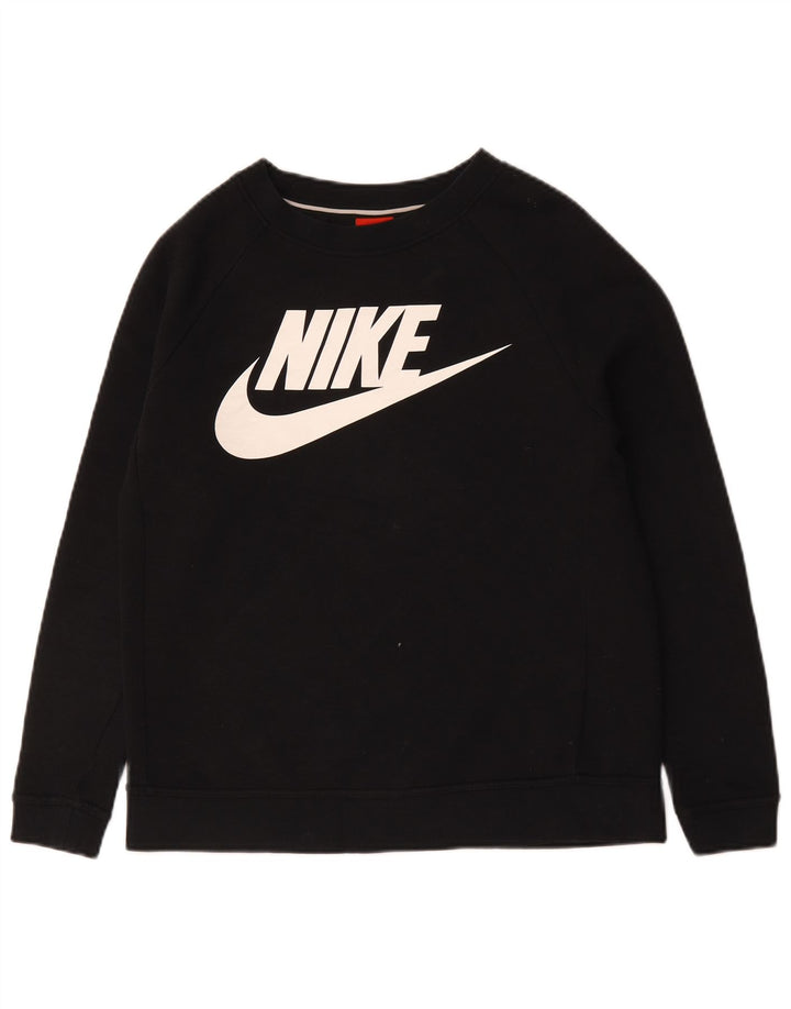 Nike Sweat-shirt surdimensionné graphique pour femme UK 10 Petit coton noir