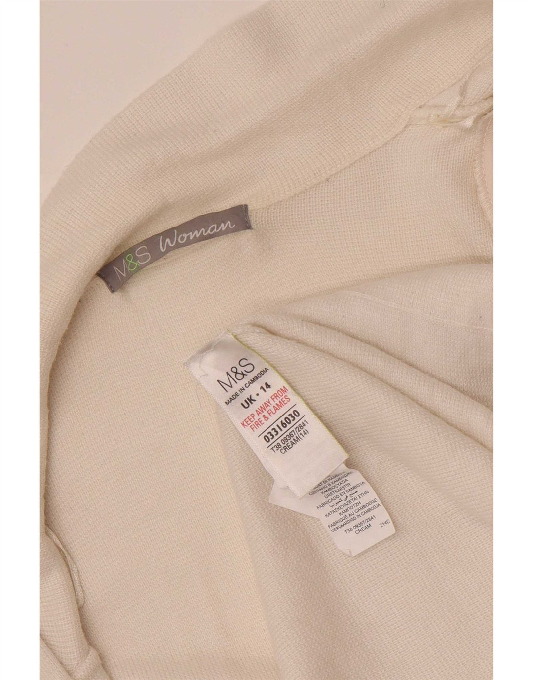 Marks & Spencer Pull Cardigan Ouvert Femme UK 14 Beige Moyen Polyamide