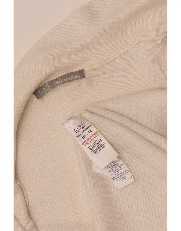 Marks & Spencer Pull Cardigan Ouvert Femme UK 14 Beige Moyen Polyamide
