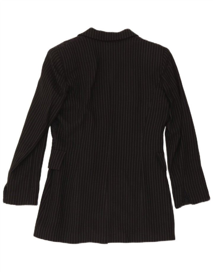 Modyva Veste Blazer 1 Bouton Femme IT 42 Laine Rayée Noir Moyen