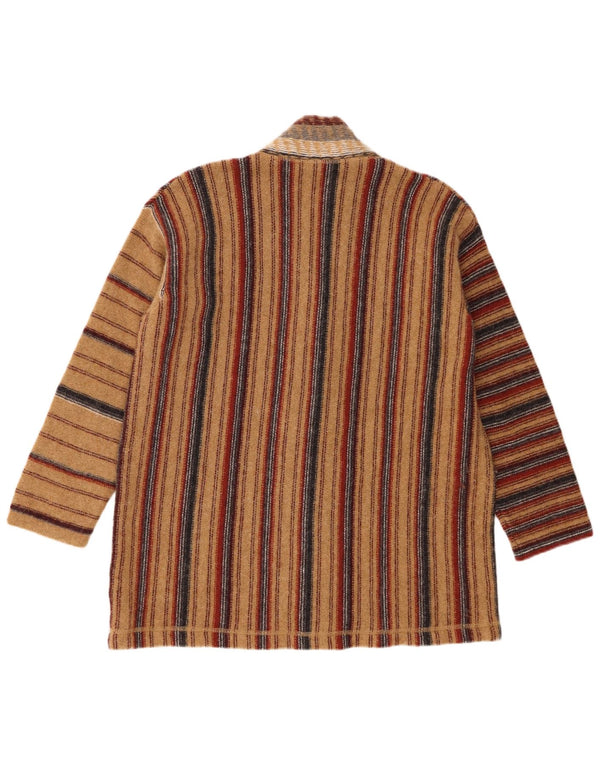 vintage Womens Loose Fit Cardigan Sweater UK 16 Grand Marron Rayé