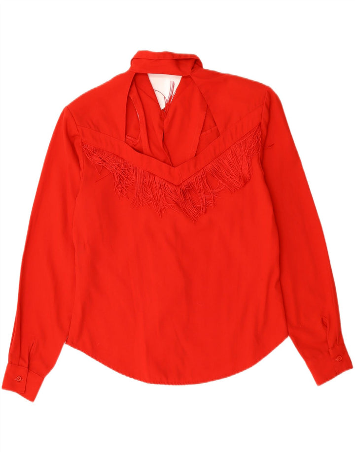 Chemisier chemise femme vintage UK 14 coton rouge moyen