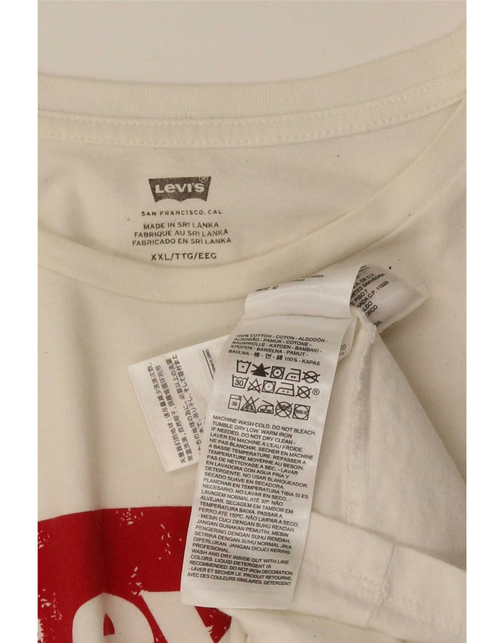 Levi's T-Shirt Graphique Top 2XL Homme Blanc Coton