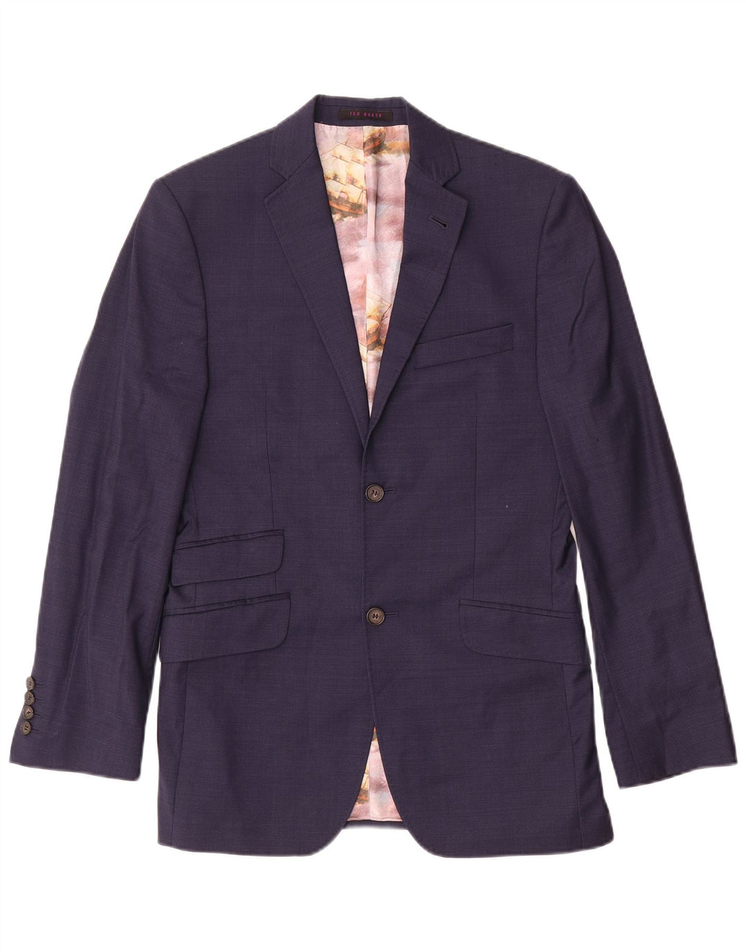 Ted Baker Veste Blazer 2 Boutons Homme UK 36 Petite Laine Bleu Marine