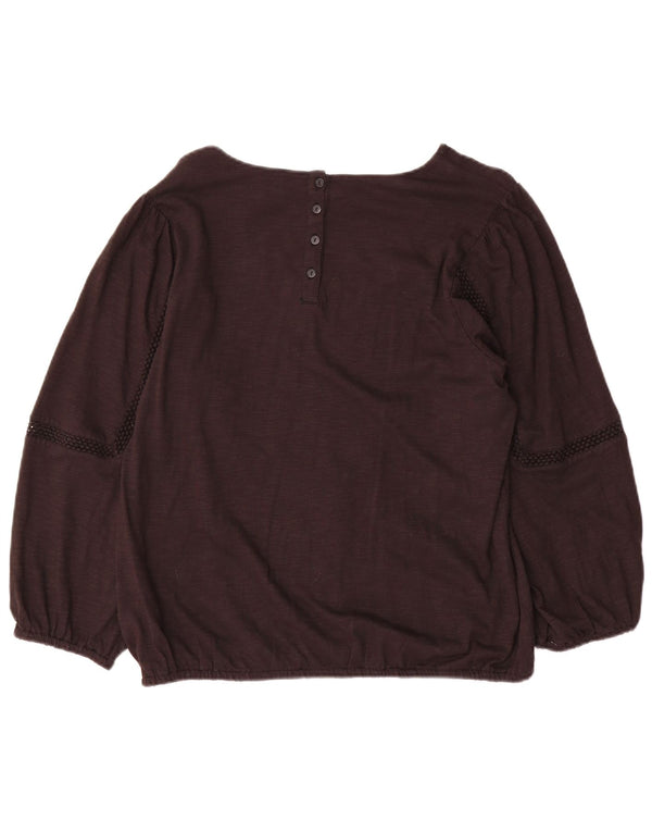 Fat Face Chemisier à manches longues pour femme UK 14 Large Marron Coton