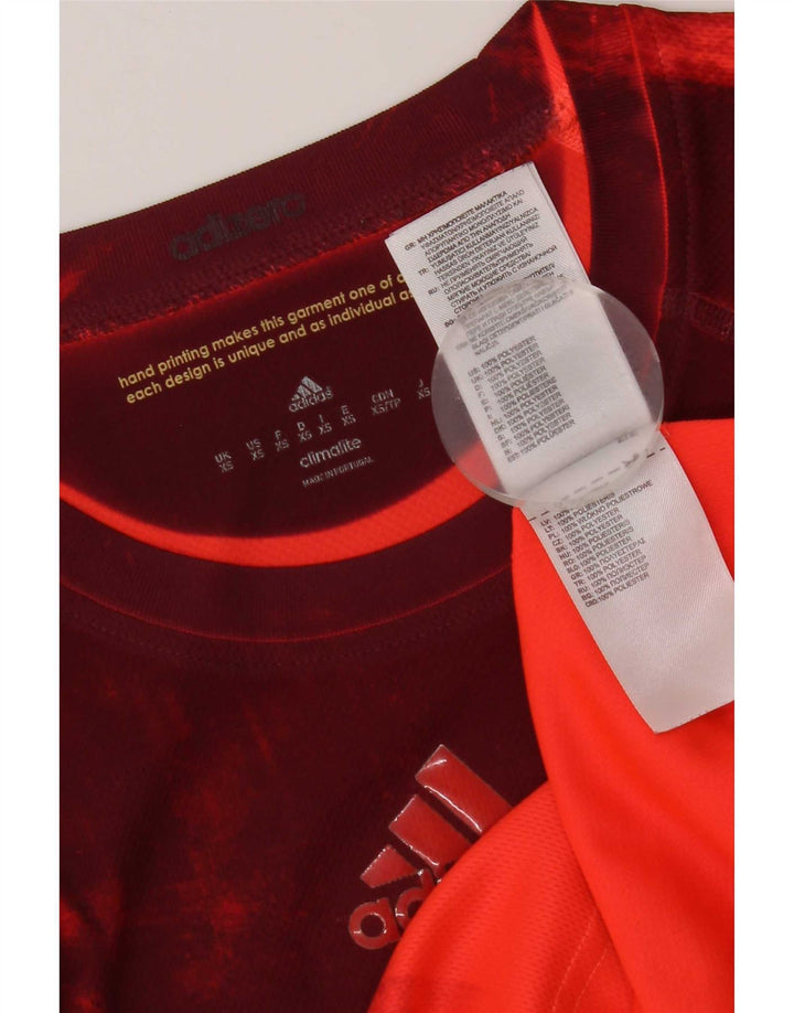 Adidas Climalite T-Shirt Top XS Rouge Tie Dye Polyester
