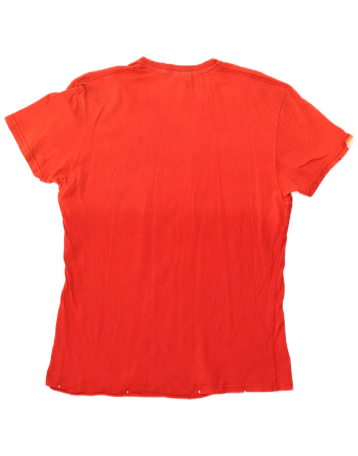 SUPERDRY T-Shirt Graphique Femme UK 12 Rouge Moyen Coton
