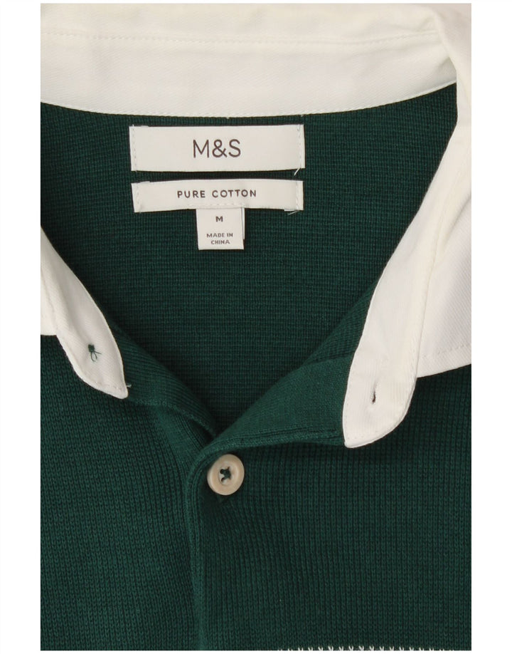 Marks & Spencer Pull Col Polo Homme Vert Moyen Colourblock