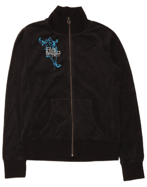 Fila Veste de survêtement graphique pour femme UK 12 Coton noir moyen