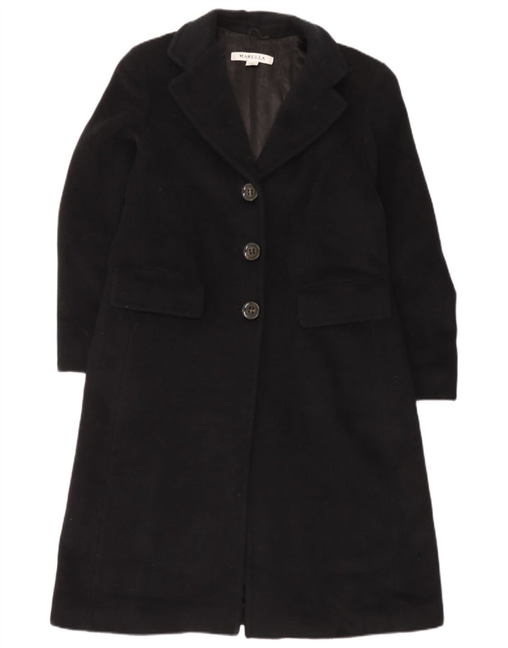 Marella Manteau Femme UK 14 Grande Laine Vierge Noire