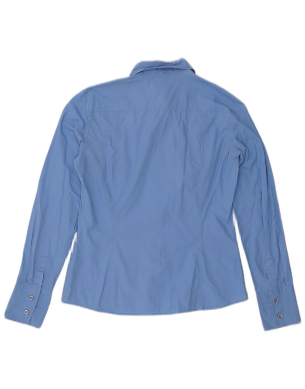 Benetton Chemise Femme UK 14 Bleu Moyen Coton