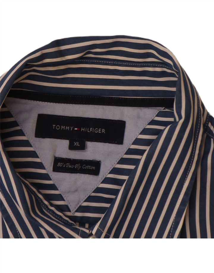 TOMMY HILFIGER Chemise Homme XL Bleu Marine Rayé