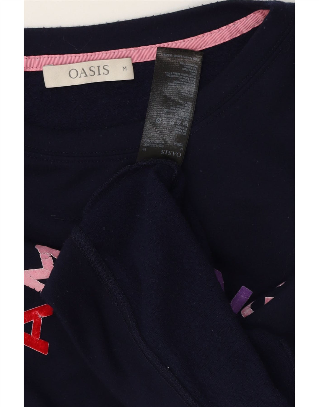 Oasis Sweat-shirt graphique pour femme UK 14 Bleu marine moyen Viscose