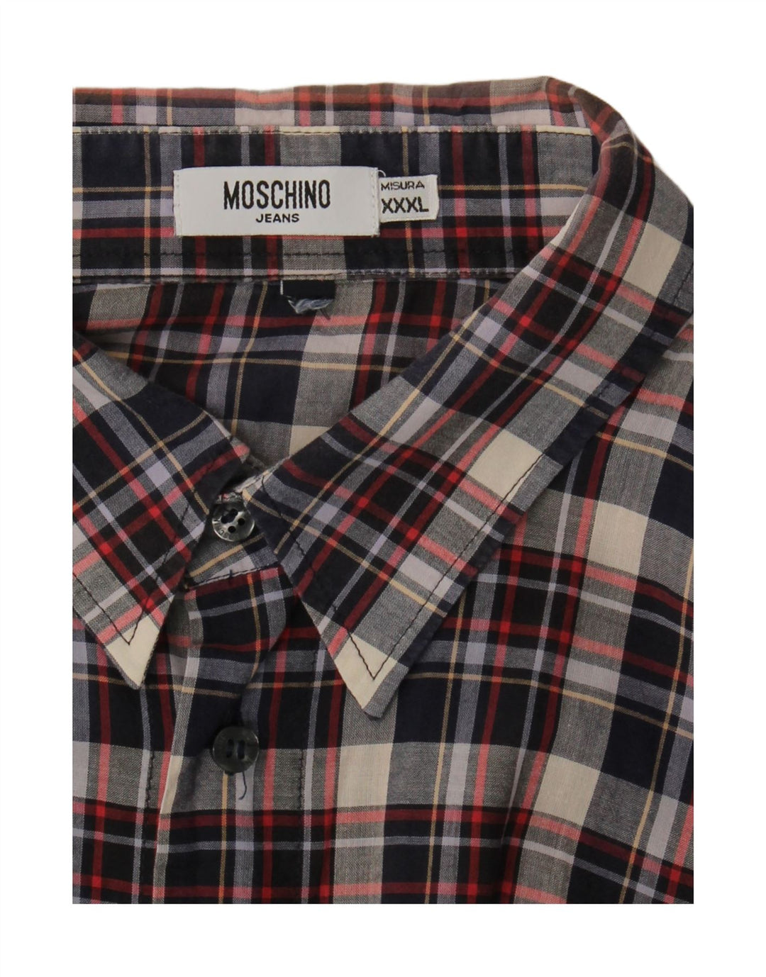 Moschino Chemise à manches courtes pour homme 3XL Bleu marine à carreaux