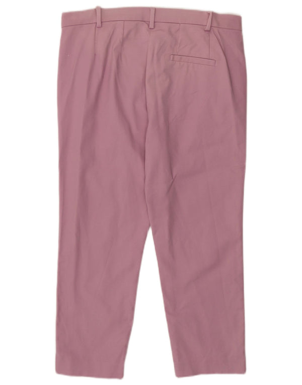 Marks & Spencer Womens Crop Chino Trousers UK 12 Medium W32 L23 Pink Cotton