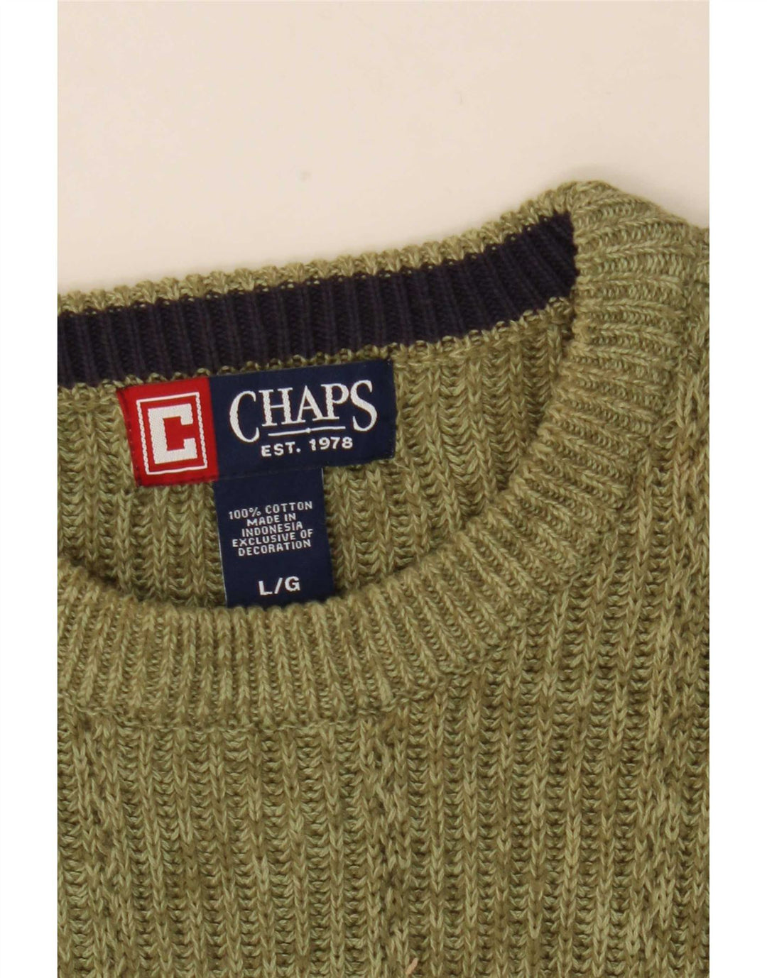 Chaps Pull col rond pour homme en coton moucheté vert grand