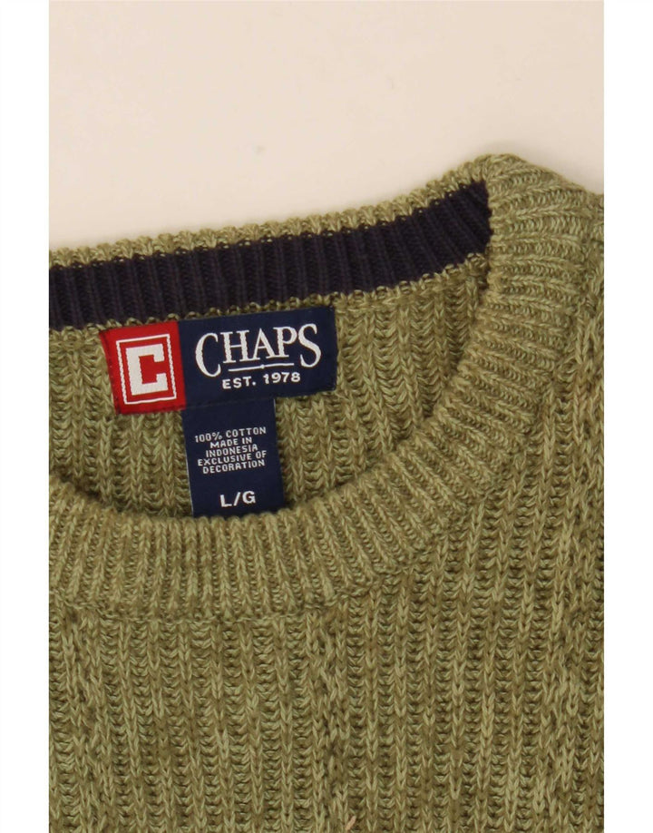 Chaps Pull col rond pour homme en coton moucheté vert grand