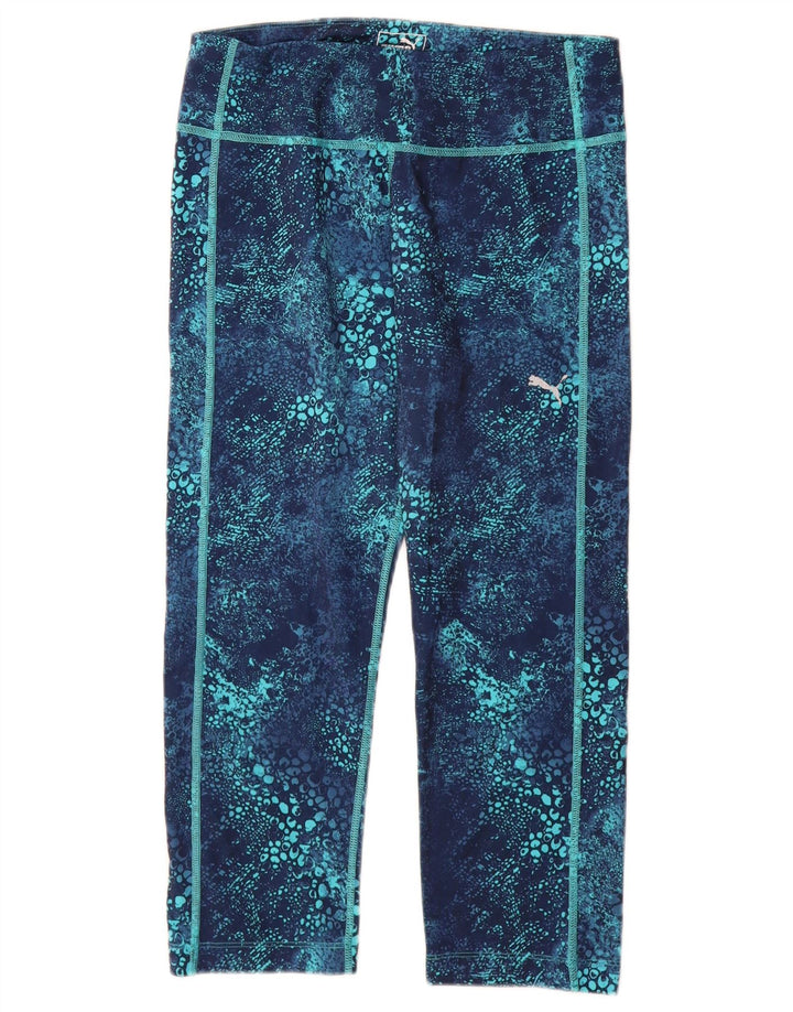 PUMA Legging Capri à motif abstrait pour femme UK 42 Bleu moyen Polyester