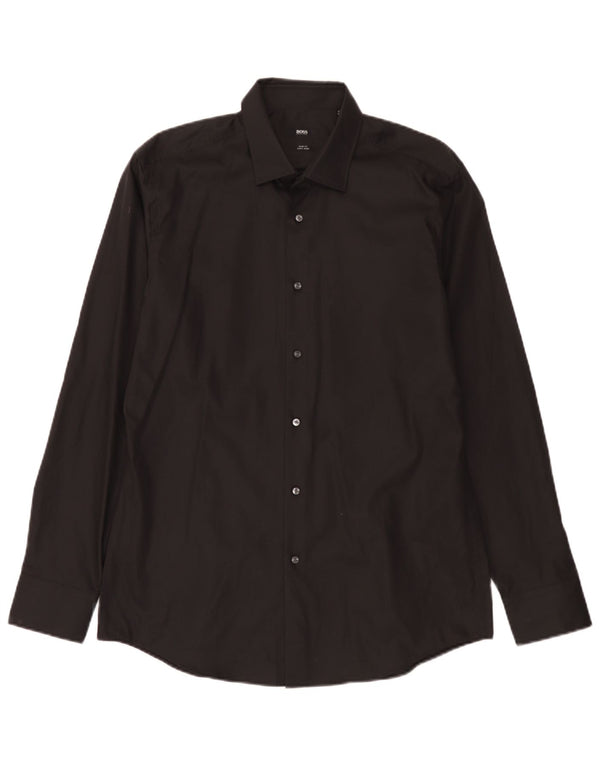 Hugo Boss Chemise slim fit pour homme Taille 41 16 1/2 Large Noir