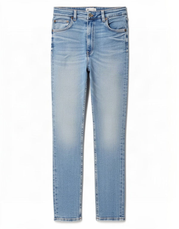 Zara Jean skinny taille haute pour femme EU 38 Small W28 L27 Bleu Coton