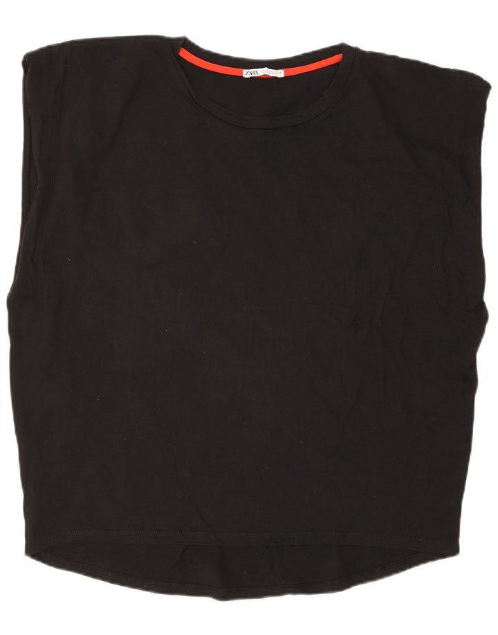 Zara Débardeur surdimensionné pour femme UK 12 en coton noir moyen