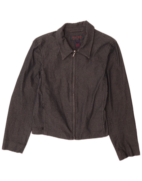 Ralph Lauren Veste Bomber Femme UK 14 Grand Coton Gris