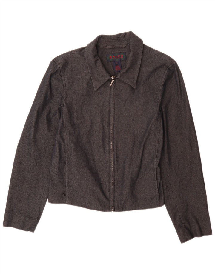 Ralph Lauren Veste Bomber Femme UK 14 Grand Coton Gris