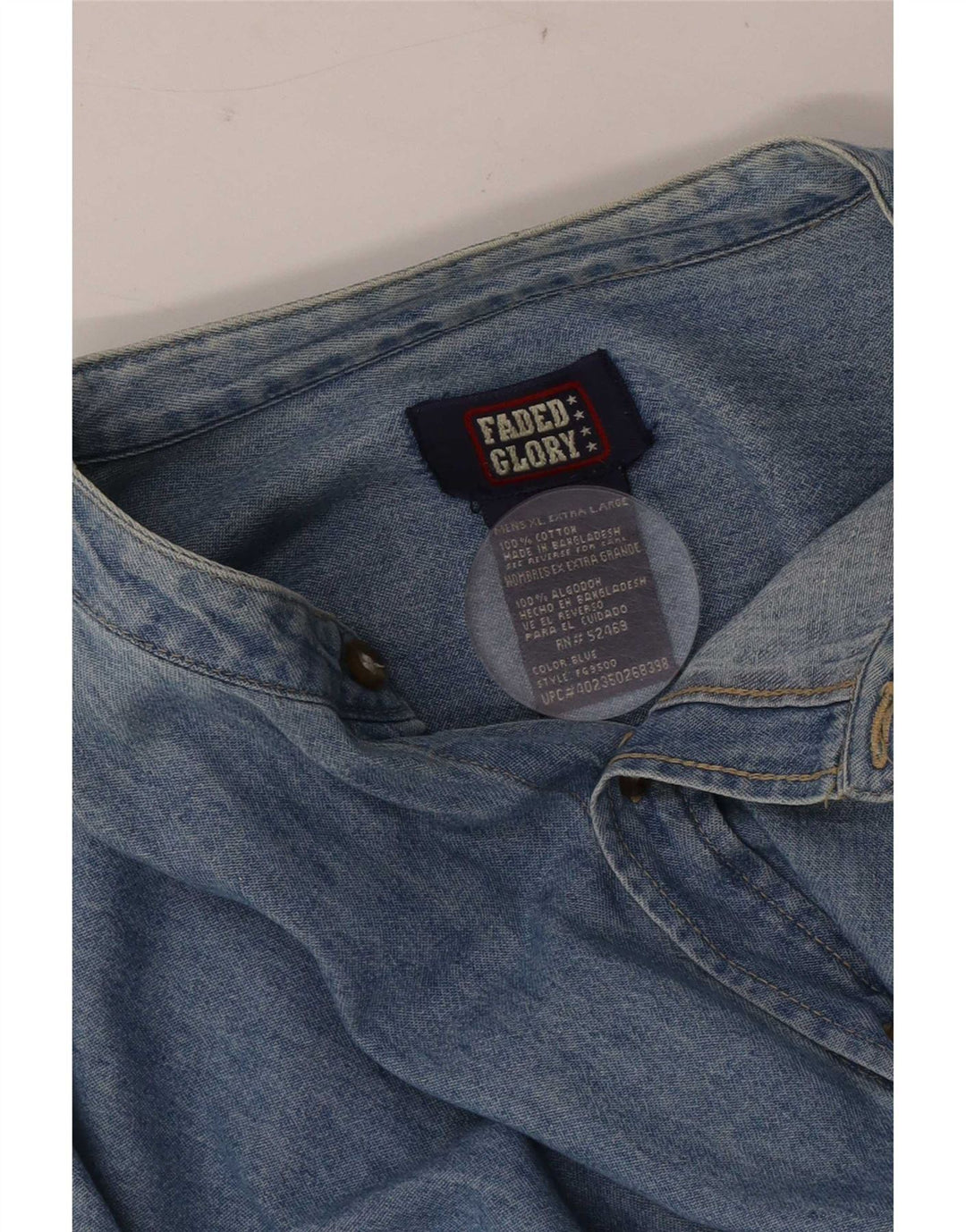 Faded Glory Chemise en Jean Homme XL Bleu Coton