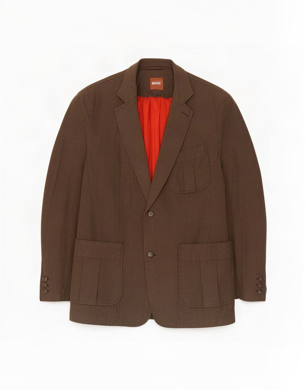Hugo Boss Veste blazer à 2 boutons pour homme EU 54 2XL Marron Coton