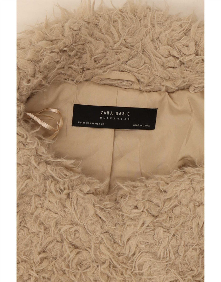 Zara Veste en fausse fourrure pour femme UK 14 Polyester beige moyen