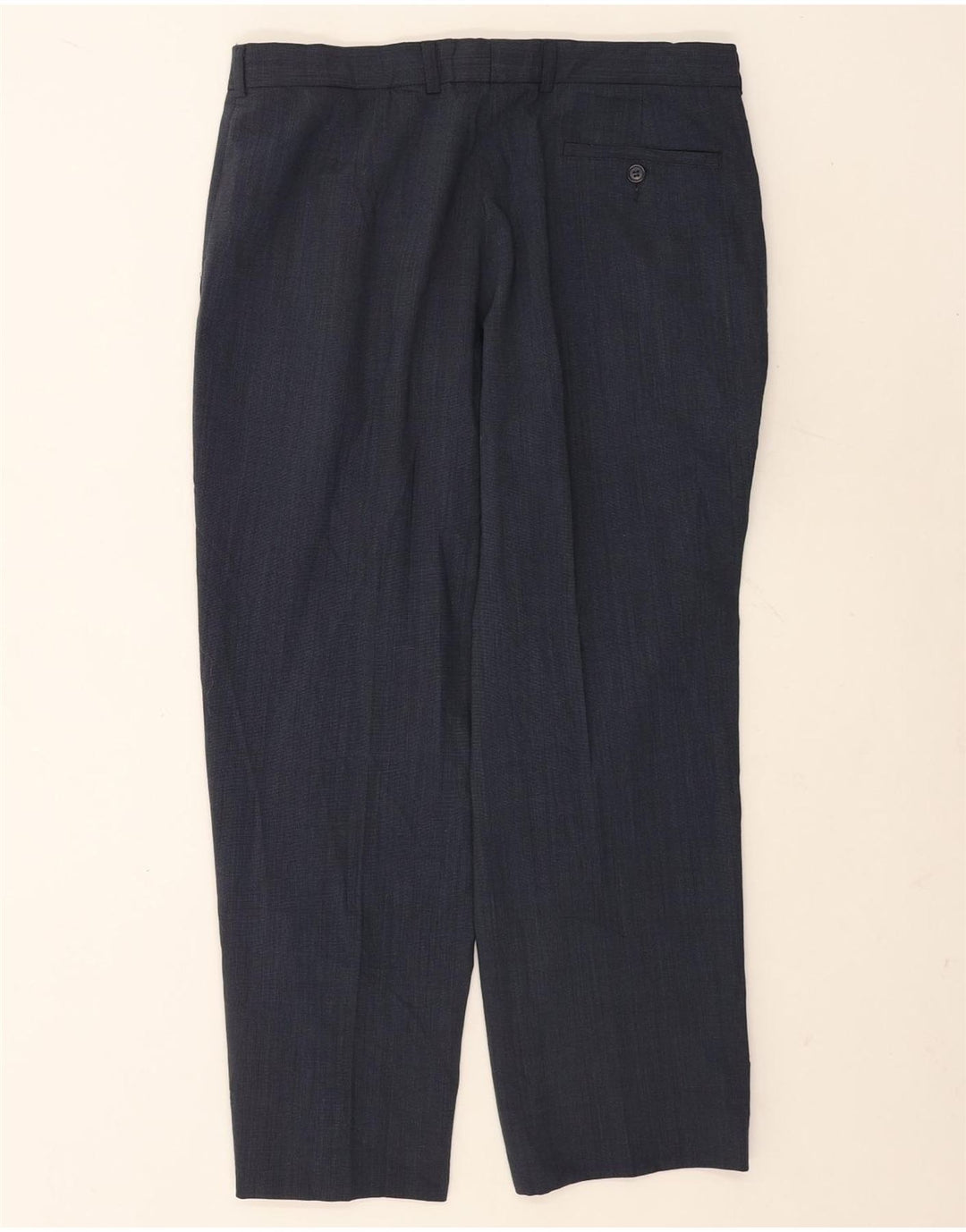 Marks & Spencer Pantalon de Costume Droit Homme W34 L29 Bleu Marine Polyester
