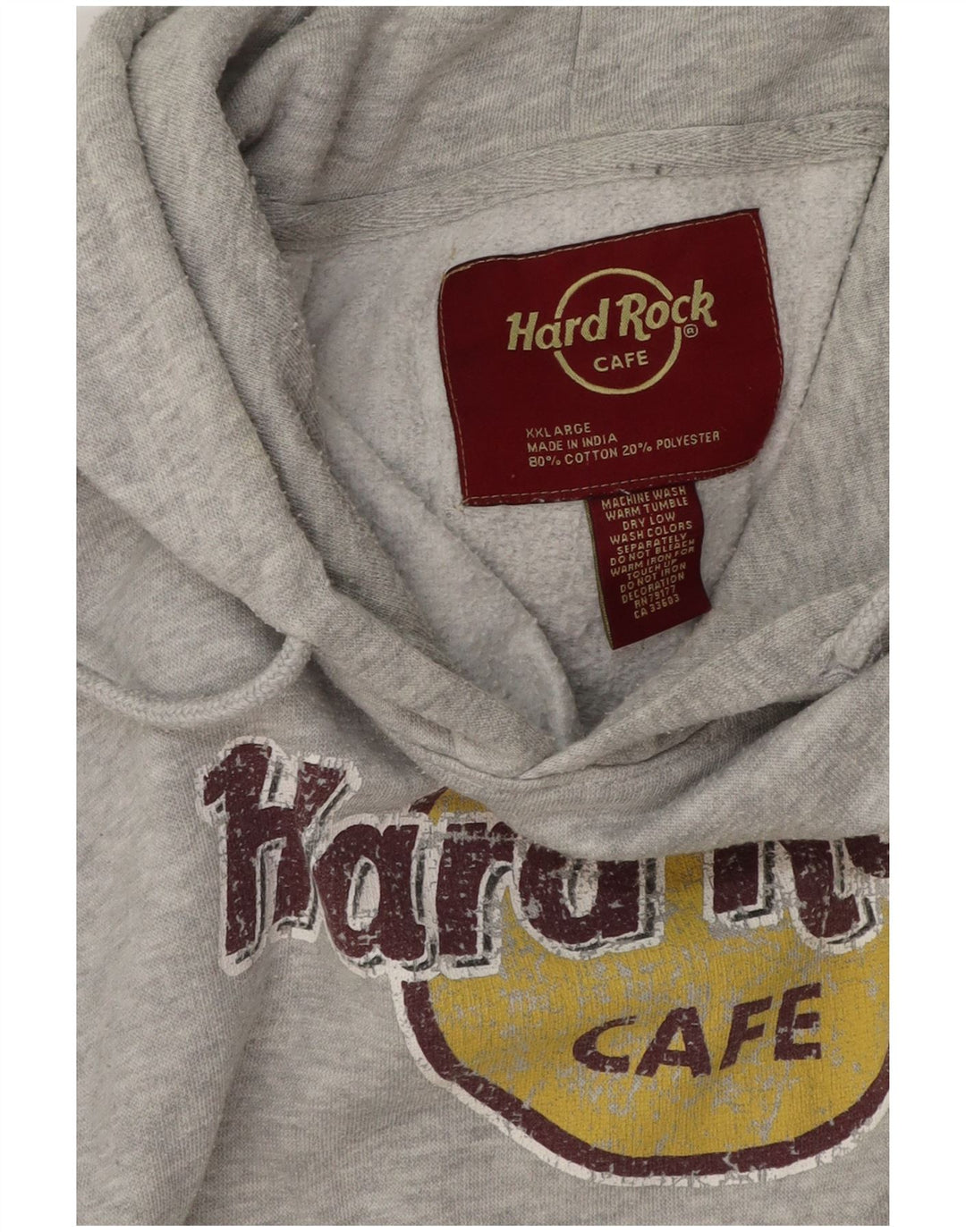Hard Rock Cafe Pull à capuche graphique Barcelone pour homme 2XL Gris chiné en coton