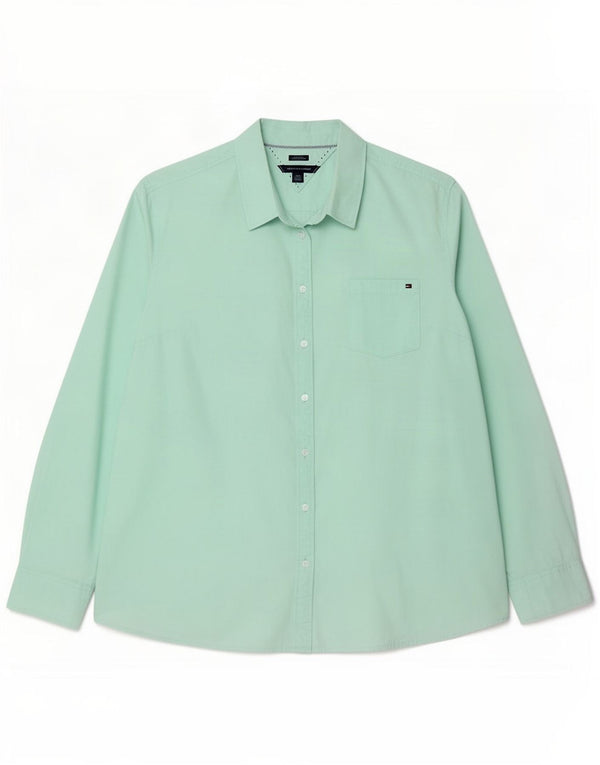 Tommy Hilfiger Chemise coupe classique pour femme UK 20 2XL Vert Coton