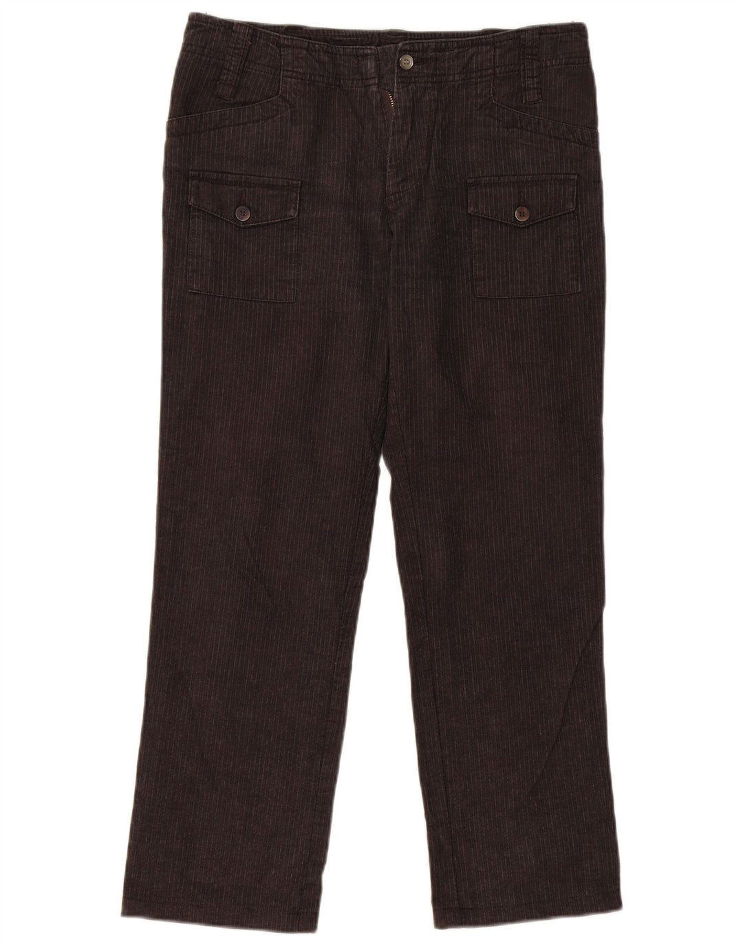 ELLESSE Pantalon cargo droit pour femme IT 44 Medium W32 L28 Gris à fines rayures