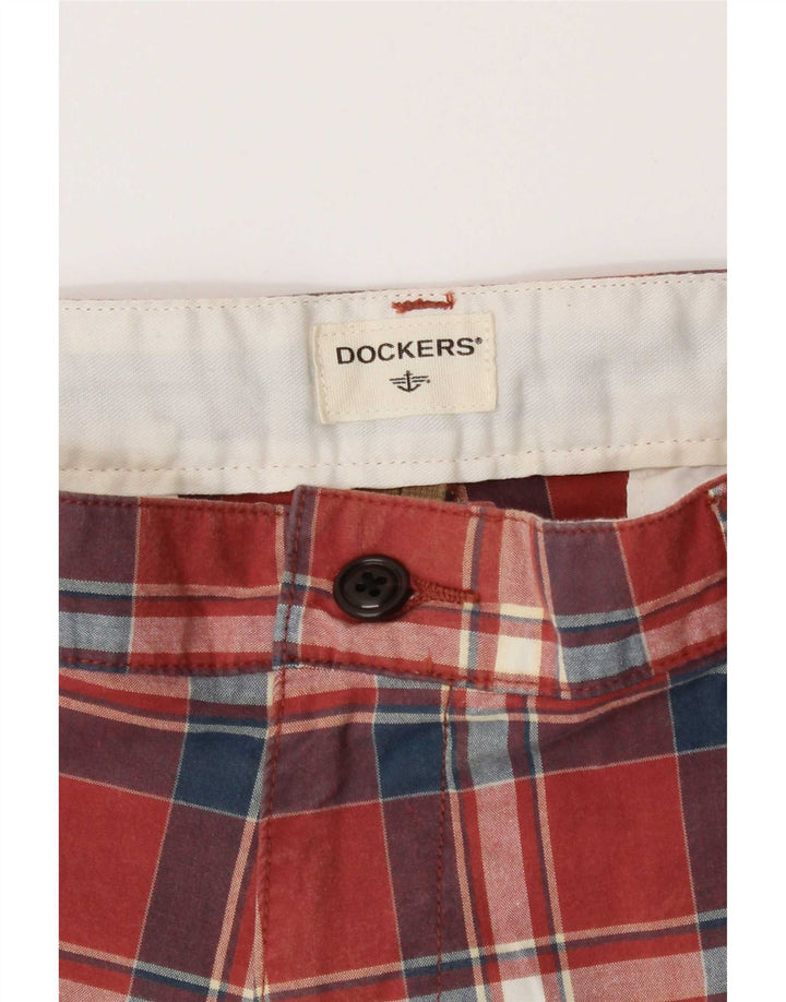 Dockers Short Chino Homme W34 Grand Carreau Rouge Coton