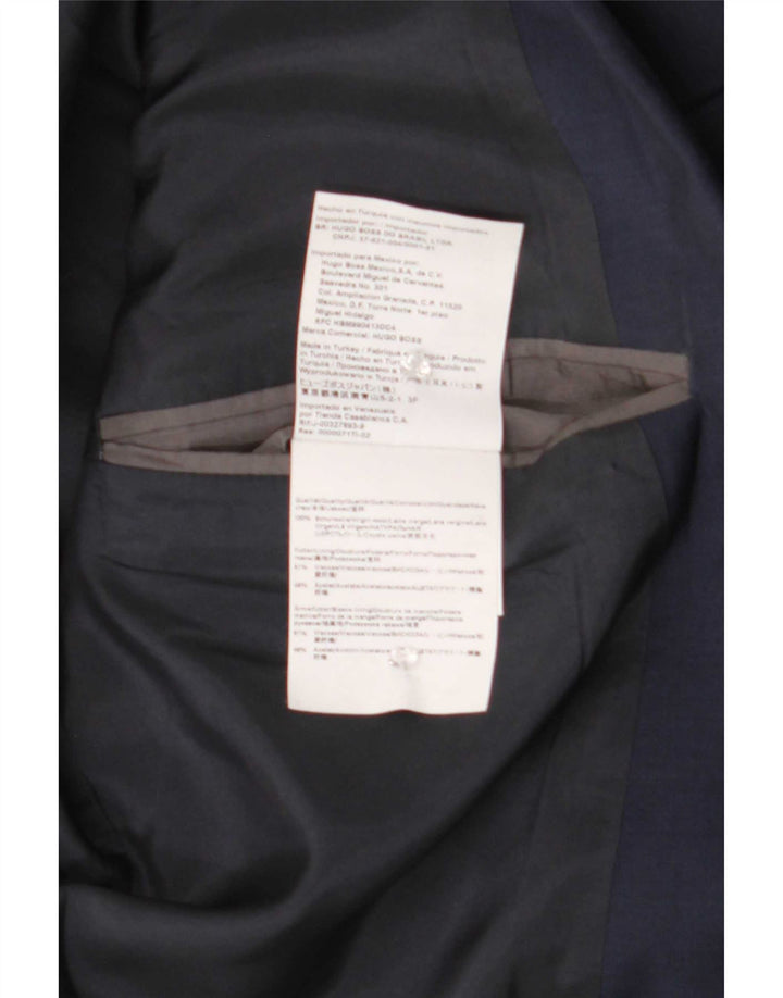 Hugo Boss Veste blazer à 2 boutons pour homme EU 46 Petite laine vierge bleu marine