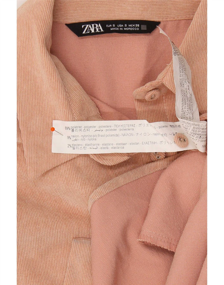 Zara Chemise surdimensionnée en velours pour femme UK 10 Petit polyester rose